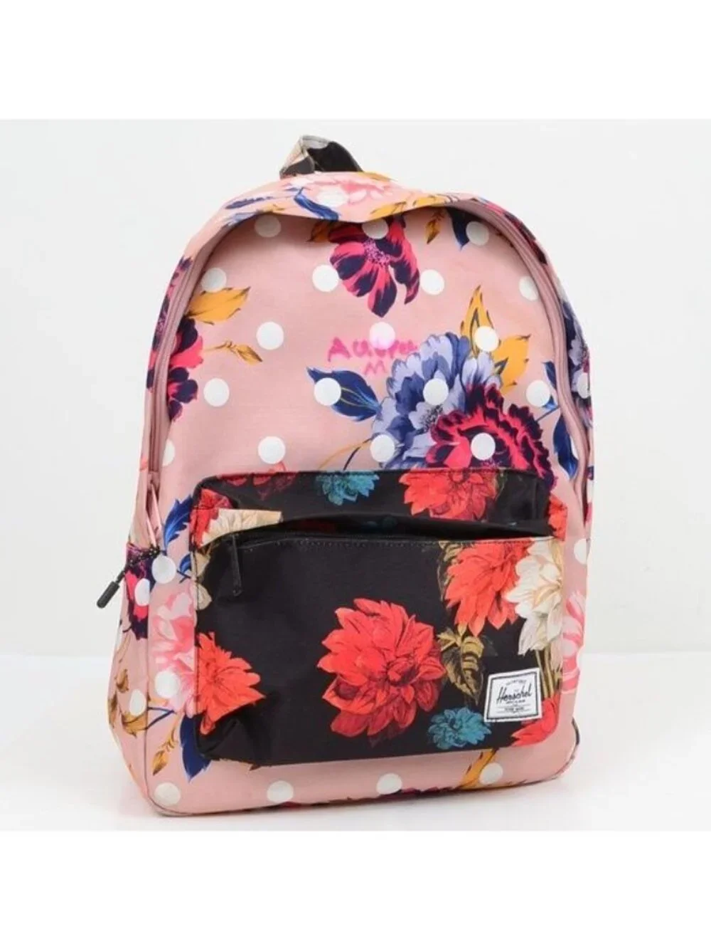 Herschel Nova Colorful Winter Flora Vintage Floral Black Polka Dot Backpack